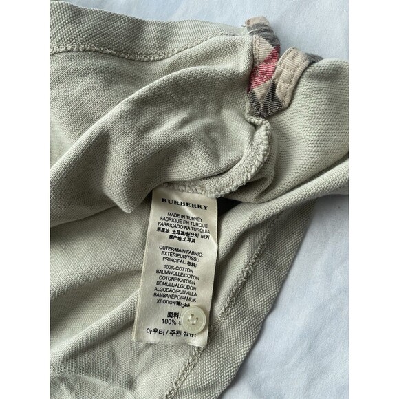 Burberry Brit Polo Womens XL Biege Designer Short Sleeve Shirt - Picture 7 of 10